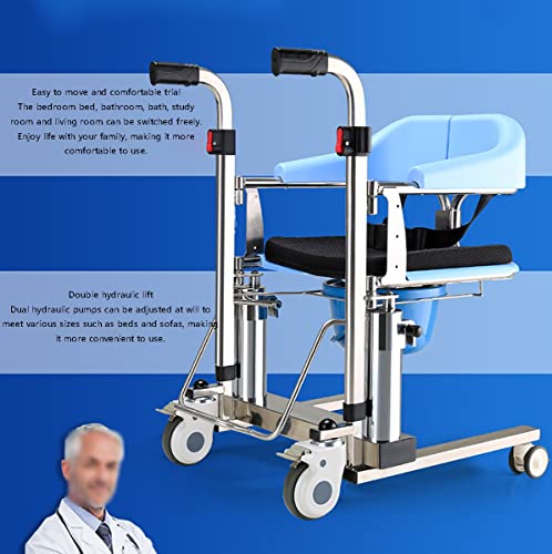 DGHSMJ Silla con Inodoro de Transferencia, cinturón de Seguridad hidráulico for el hogar, Plato de Cena, Silla de Ruedas Manual, Ruedas de Bloqueo for Pacientes sentados, Silla de Ducha sentada