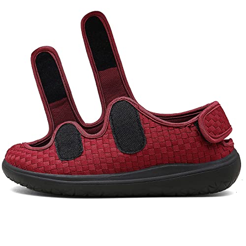 Diabéticas Sandalias Hombre Zapatillas Mujer Extra Ancha Hinchados Antibacteriano Zapatos Tamaño EU 36-45,Rojo,38 EU