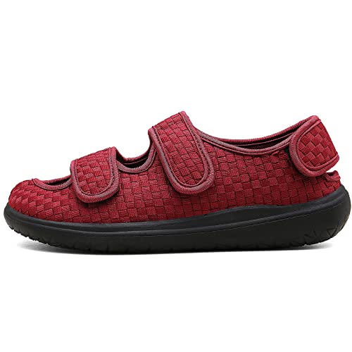 Diabéticas Sandalias Hombre Zapatillas Mujer Extra Ancha Hinchados Antibacteriano Zapatos Tamaño EU 36-45,Rojo,38 EU