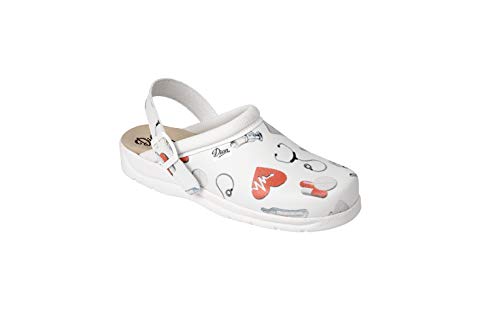 Dian, Clog, Blanco Pisa Estampado, 38 EU