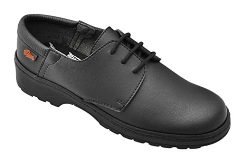 DIAN Niza Zapato con Cierre de Cordones, Antideslizante de Gran Coeficiente en Seco y Húmedo, SRC O1 FO, Negro, Talla 43 EU