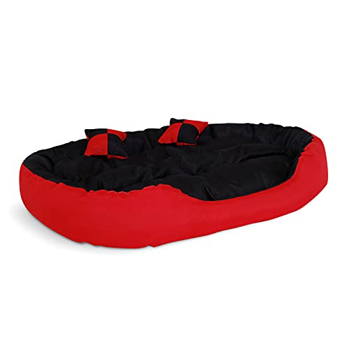 Dibea DB001, Cama para Perros (en Tejido Oxford) (110x80x23 cm, Dimensiones Exteriores, Rojo/Negro)