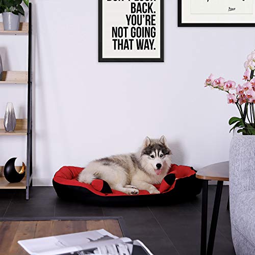 Dibea DB001, Cama para Perros (en Tejido Oxford) (110x80x23 cm, Dimensiones Exteriores, Rojo/Negro)