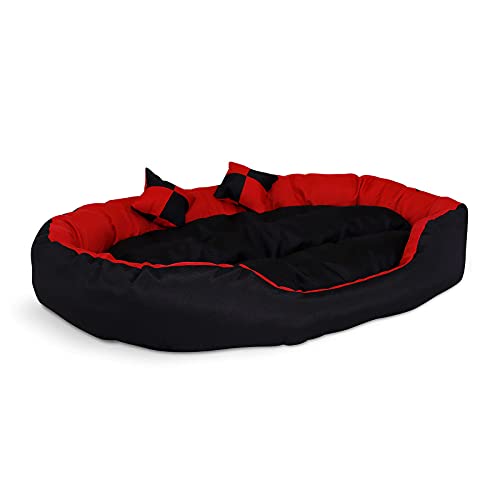 Dibea DB001, Cama para Perros (en Tejido Oxford) (110x80x23 cm, Dimensiones Exteriores, Rojo/Negro)