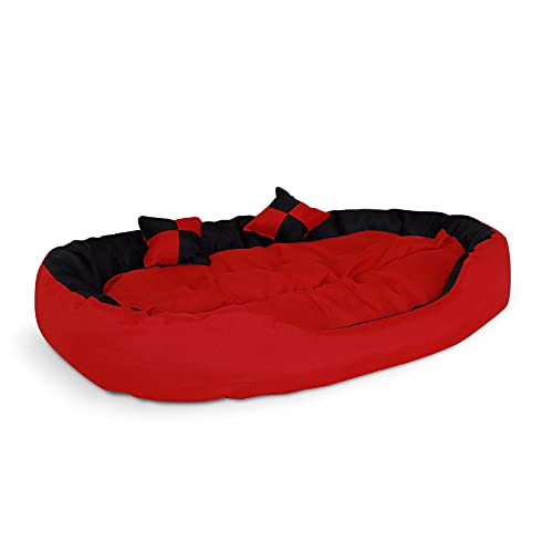 Dibea DB001, Cama para Perros (en Tejido Oxford) (110x80x23 cm, Dimensiones Exteriores, Rojo/Negro)