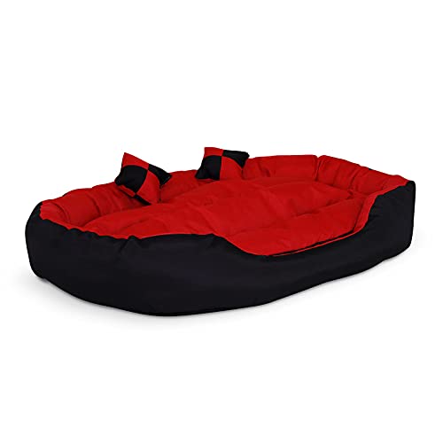 Dibea DB001, Cama para Perros (en Tejido Oxford) (110x80x23 cm, Dimensiones Exteriores, Rojo/Negro)