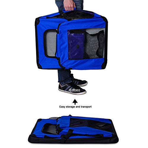 dibea Transportín para Perros Bolsa transportín para Perros Transportín Plegable Autobox Bolsa para Animales pequeños (82x58x58 cm (XL), Azul)