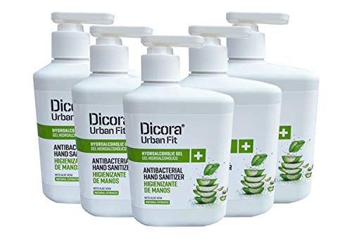 Dicora Urban Fit Gel hidroalcohólico para desinfectar las manos. Caja de 5 botes de 500 ml aroma Aloe Vera