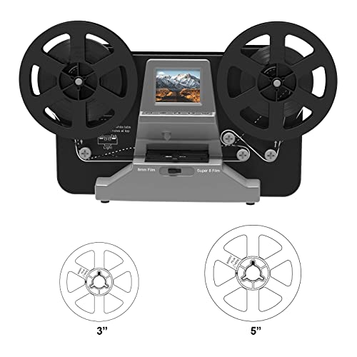 DIGITNOW! Escáner de Película Super 8 y 8mm, Digitalizador de Video 8 Normal 8, Convierte Rollos de Película en Digital MPEG HD1080P, Incl. Tarjeta de Memoria SD 32 GB con 2,4"LCD,Film Digitize, Gris