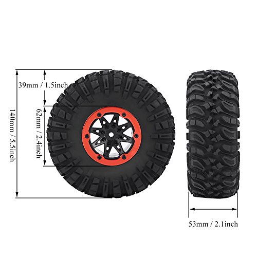 Dilwe Neumático del Coche 1/10 RC, Neumáticos Rueda del Coche Crawler RC para 1/10 RC Off-Road Car Crawler Truck