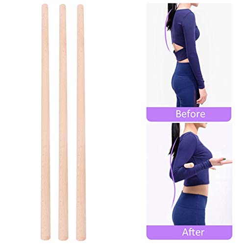 Dilwe Palo de Madera para Yoga, 3 Piezas, Palo de Hombro Abierto, Accesorio para Yoga, Fitness, Yoga, Ayuda para Yoga, 70 cm