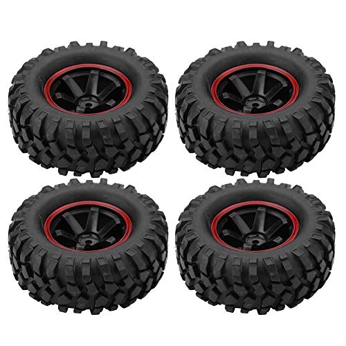 Dilwe RC Neum¨¢Tico de Coche, 4 Pcs Neum¨¢ticos de Rueda 6 Hoyos Neum¨¢ticos de Goma con Ejes para 1/10 Escala RC Crawler Off-Road Truck