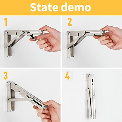 DINGC Escuadras Abatibles Soporte Plegable 20cm, Escuadras Plegables Carga Máxima 60kg Soporte Triangular, Escuadras Pared Para Ahorrar Espacio en el Banco de Trabajo de Mesa (2Pcs, sin tabla)