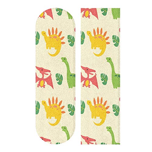 Dinosaurio De Palma De Dibujos Animados Lindo Monopatín Papel de Lija Antideslizante Hoja Cinta de Agarre Lijas para Patineta Scooter Etiquetas engomadas (84 x 23 cm)