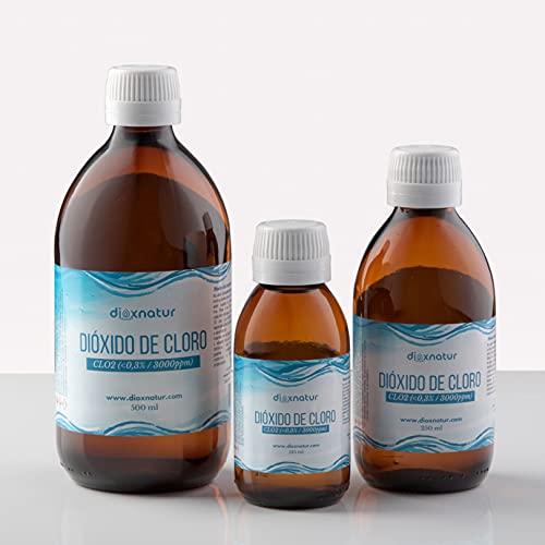 DIOXNATUR - Dióxido de cloro 3000 ppm CDS (125 ml) Hecho en España. Botella de cristal