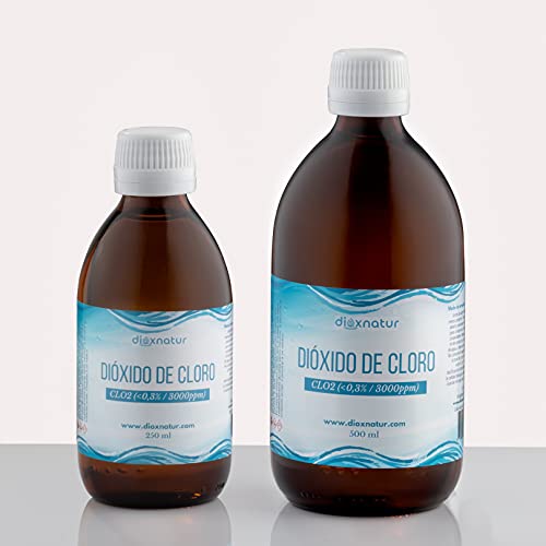 DIOXNATUR Dióxido de Cloro 500ml CDS 3000 ppm Tamaño Ahorro. Hecho en España. Botella de Vidrio