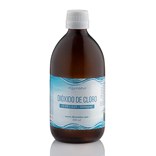 DIOXNATUR Dióxido de Cloro 500ml CDS 3000 ppm Tamaño Ahorro. Hecho en España. Botella de Vidrio