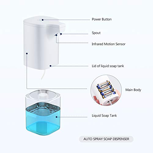 Dispensador Automatico gel Hidroalcoholico con Tipo de spray 350ml,Dispensador gel Hidroalcoholico Manos Para Cuarto de baño, Cocinas, Restaurantes, Restaurantes Lugares públicos