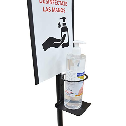 Dispensador de Pie para Gel Hidroalcohólico Desinfectante de Manos para Comercios y Oficinas. 146cm. Incluye Cartela A4. Dispensador de Gel Desinfectante Fabricado en España