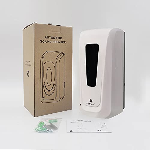 Dispensador jabón automático de Pared – 1000ml – dispensador Gel hidroalcohólico – Dispensador sin Contacto – dispensador de desinfectante Manos – dispensador jabón hogar, Oficina, Hotel – Blanco