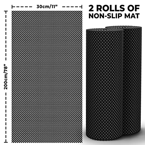 DIY Doctor 2x Rollos de Revestimiento Antideslizante - 11.600 cm2 en Total – Base Antideslizante de Calidad Superior Extra Gruesa 400 g/m2 – Antes Marca Medipaq – 190 x 30.5 cm – Negro