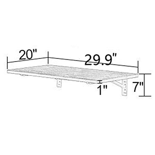 DlandHome Mesa de Pared Plegable 120 x 50CM Mesa de Cocina Plegable de Madera, Banco de Trabajo Plegable Complemento Garaje y cobertizo/Oficina/Sala de lavandería/Bar en casa/Comedor,Teca & Blanco