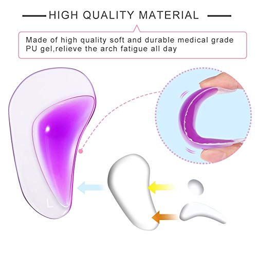 Doact Plantillas para Pies Planos（2 pares) Soporte Ortopédico de Arco - Almohadillas Ortopédicas del Arco para Fascitis Plantar Aliviar el Dolor