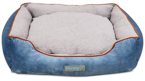 Docatgo Camas para Perros,Cama para Mascotas con Suave cojín Desmontable 80x60x20cm, Perros De Perrito Sofa con Suave cojín Desmontable