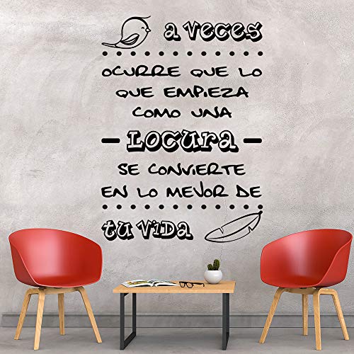 Docliick® Vinilos de pared decorativo con frase decorativa"A VECES OCURRE QUE LO QUE." Pegatinas decorativas pared. Decoración casa Docliick DC-19118