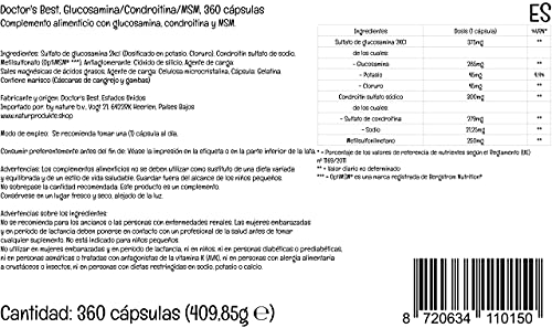 Doctor's Best, Glucosamina-Condroitina MSM, con OptiMSM, 360 Cápsulas, Probado en Laboratorio, Sin Soja, Sin Gluten, No GMO