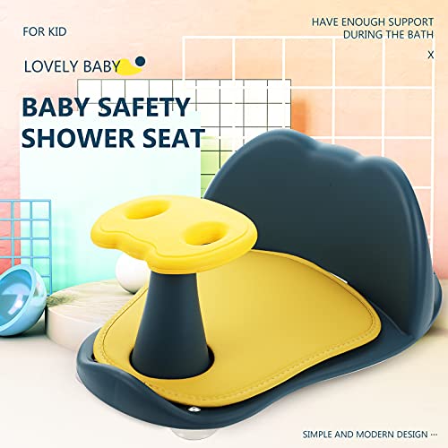 DOITOOL Asiento de Bañera de Bebé Silla de Baño Asiento de Actividad Infantil Baño de Bebé Suministros de Seguridad con Respaldo Y Ventosa para Bebés Pequeños (Azul)