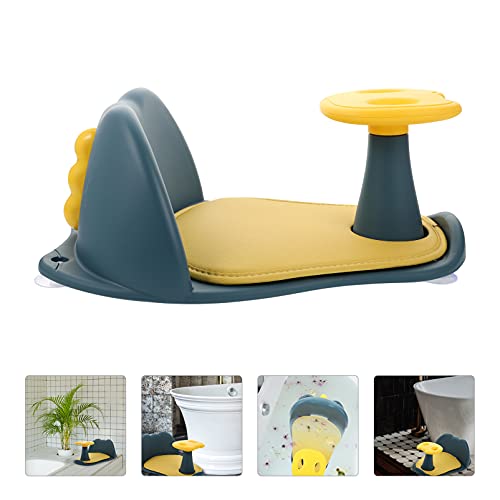 DOITOOL Asiento de Bañera de Bebé Silla de Baño Asiento de Actividad Infantil Baño de Bebé Suministros de Seguridad con Respaldo Y Ventosa para Bebés Pequeños (Azul)