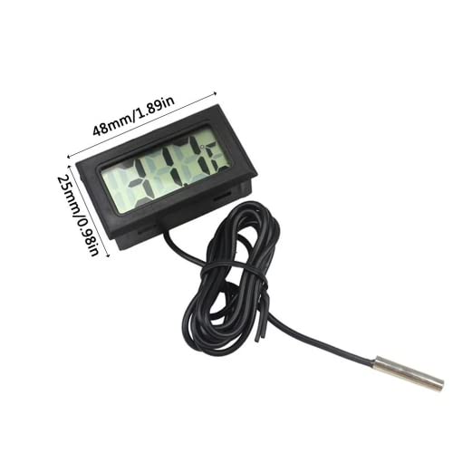 DollaTek 5Pcs Monitor de Temperatura Digital LCD Termómetro con sonda Externa para el refrigerador y congelador Acuario -Black