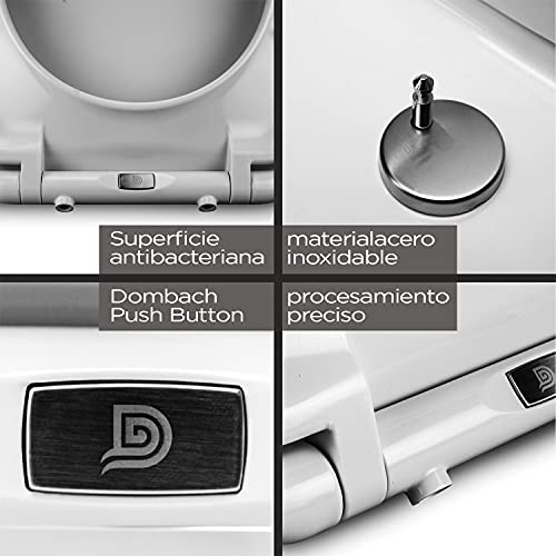 Dombach® Senzano Premium - Tapa WC Universal (Blanco, Forma D, Duroplástico) Cierre Automático y Suave, Desmontable, Tapa WC Amortiguada, WC Inodoro completo, Taza WC, Funda Tapa WC Universal Dura