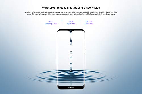 DOOGEE X90 Teléfono Móvil Libre – 6.1" Pantalla Completa Waterdrop, Android 8.1 Smartphone Quad-Core 16GB ROM, Dual SIM Moviles, 5MP+8MP Doble Cámara Posterior, GPS Bluetooth Desbloqueo Facial Azul