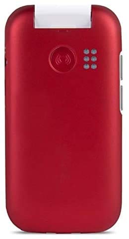 Doro 7030 Teléfono Móvil 4G Dual SIM con Tapa para Mayores con Whatsapp para Videollamadas, Facebook, Botón de Asistencia con GPS y Base de Carga [Versión Española y Portuguesa] (Rojo)