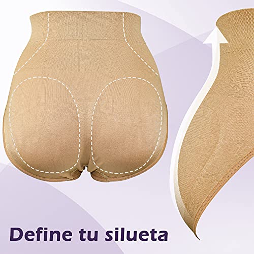 DOUBLE M Braga Faja Reductora, Braga Adelgazante Mujer, Tiro Alto, Ropa Interior, Bragas Faja,  M/L, XL/XXL, Pack 2 Negro y Carne