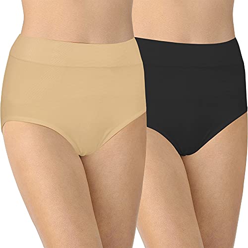 DOUBLE M Braga Faja Reductora, Braga Adelgazante Mujer, Tiro Alto, Ropa Interior, Bragas Faja,  M/L, XL/XXL, Pack 2 Negro y Carne