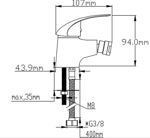 DP Grifería GS10081 Grifo Monomando de Bidet, Plata