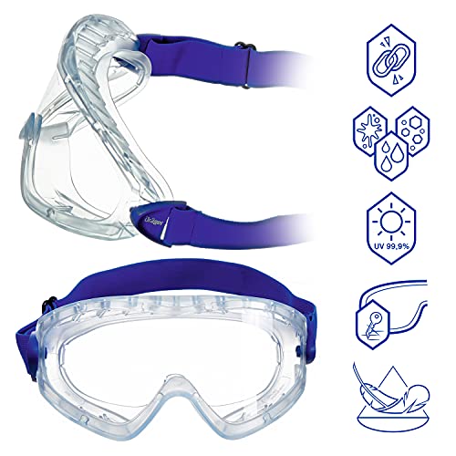 Dräger X-pect 8510 Gafas de Seguridad | Protección Ocular hermética, antivaho y Resistente a los arañazos para Trabajos de Laboratorio y químicos | 1 gafa