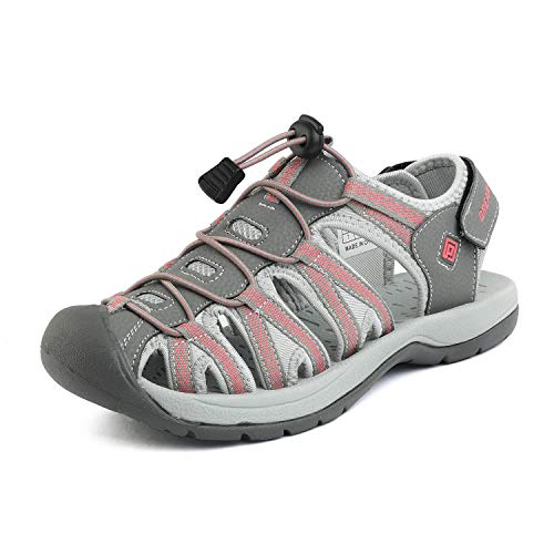 Dream Pairs 160912-W-NEW Sandalias Deportivas para Mujer Gris Coral 42 EU