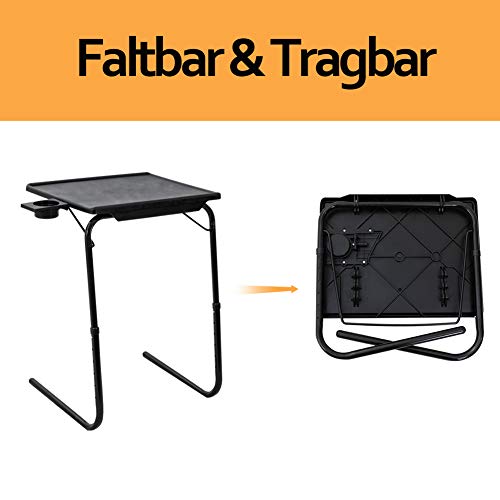 DREAMO Mesa auxiliar plegable, mesa de café, mesa de café ajustable, soporte portátil para cama, sofá, color negro