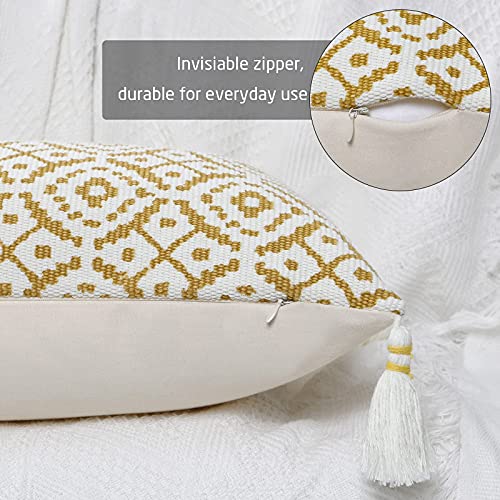 Dremisland Funda de Cojín Protectores Cojines de Decorativa Cuadrado Copetudas Moderna Suave Tejida Funda de Almohada para Sofá Silla Cama Sala de Estar Dormitorio Coche Hogar (Amarillo, 30x50cm)