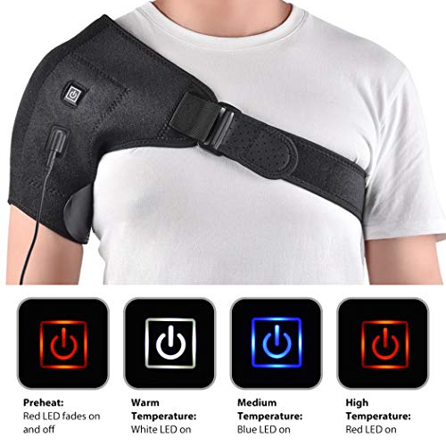 Dr.Lefran Hombrera de calefacción eléctrica, con 3 configuraciones de Temperatura Soporte de Hombro calefactado eléctrico, para Dolor rígido, Hombro congelado, Bursitis, tendinitis