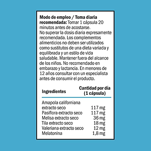 DR.REYNOLDS - Sleep | Melatonina 1.8 mg + Valeriana + Tila + Melisa + Pasiflora | Para dormir bien y mejorar el sueño | Ayuda a la relajación, fatiga y jet lag | Natural | Vegano | Sin Gluten | 60 Uds