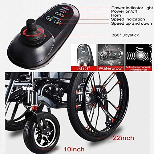 DSHUJC Silla de Ruedas eléctrica Multifuncional Silla de Ruedas Auxiliar móvil pequeña Arrugas para Ancianos Batería de Litio de Motor Dual portátil Freno electromagné