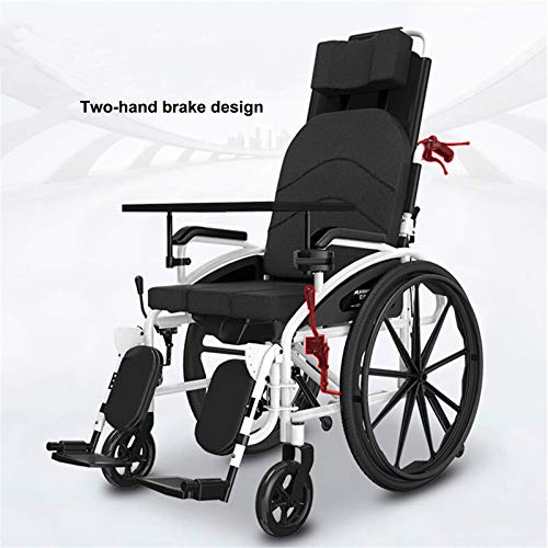 DTDD Silla de Ruedas portátil acogedora para Personas Mayores, con Orinal y Mesa de Comedor, reposapiernas Elevadoras, Silla de Ruedas de Movilidad Manual con Respaldo Alto acogedora, Asiento de