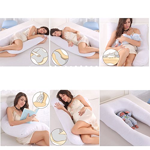 Ducomi BabyLuna - Cojín para Lactancia y Embarazo con Forro Doble - 100% Algodón Orgánico Lavable - Almohada de Maternidad Ergonómica para Mujeres y Bebes - Máxima Comodidad (Azul)