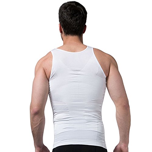 Ducomi Slimshaper - Chaleco para Hombre - Ropa Interior de Efecto Adelgazante Elástico y Formar para el Vientre y la Pérdida de Peso y Grasa - Previene el Dolor de Espalda y Lumbares (Blanco, XXL)