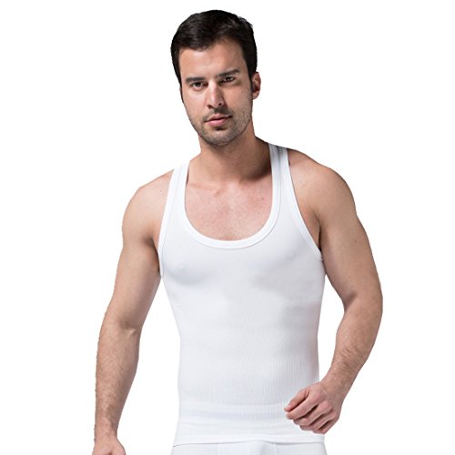 Ducomi Slimshaper - Chaleco para Hombre - Ropa Interior de Efecto Adelgazante Elástico y Formar para el Vientre y la Pérdida de Peso y Grasa - Previene el Dolor de Espalda y Lumbares (Blanco, XXL)